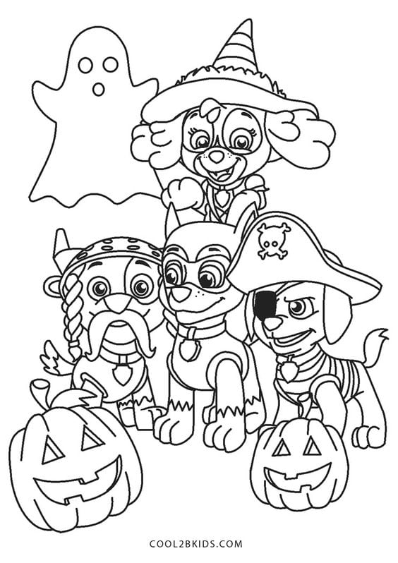 Dibujos de Skye brujita de Paw Patrol para colorear por Halloween