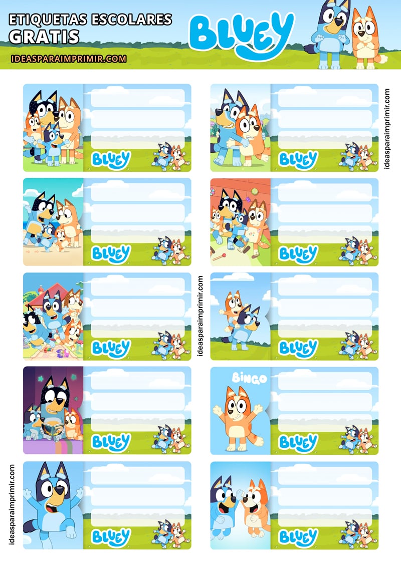 Etiquetas escolares para imprimir de Bluey: 5 bonitas plantillas para el regreso a clases 2024