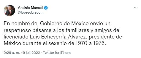 AMLO sobre la muerte de Luis Echeverría