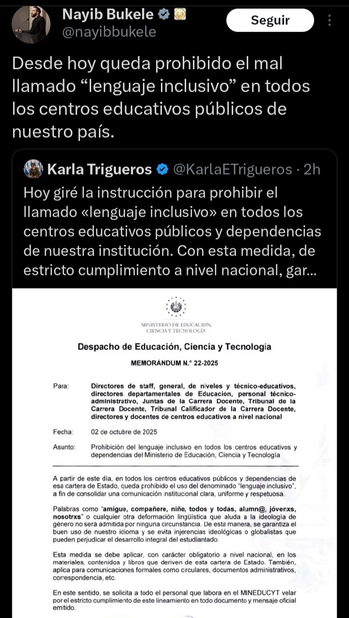 Nayib Bukele sobre el lenguaje inclusivo