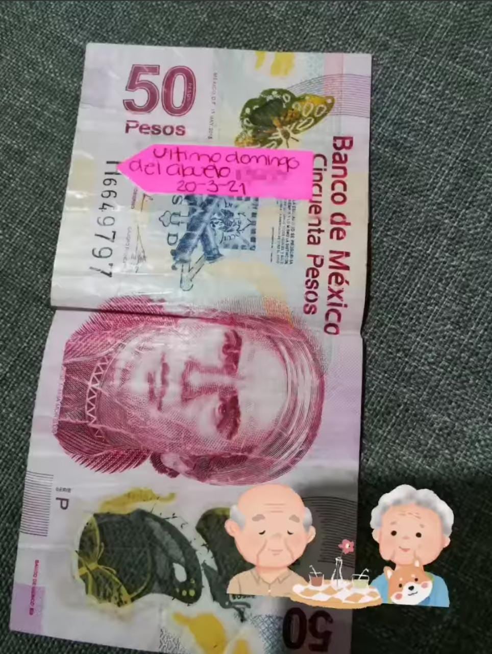 Billete de 50 pesos perdido