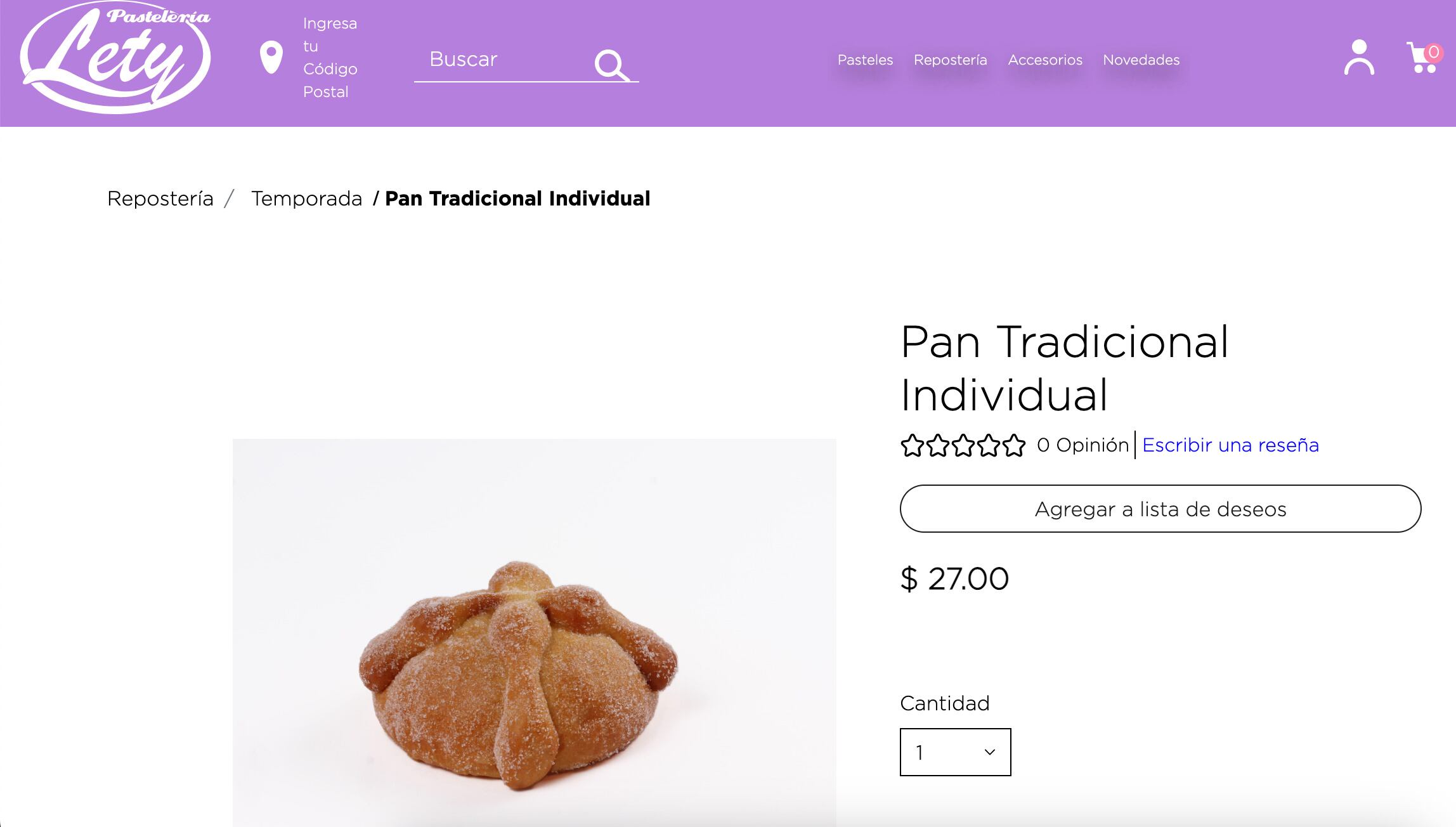 Pan de muerto en Pastelería Lety