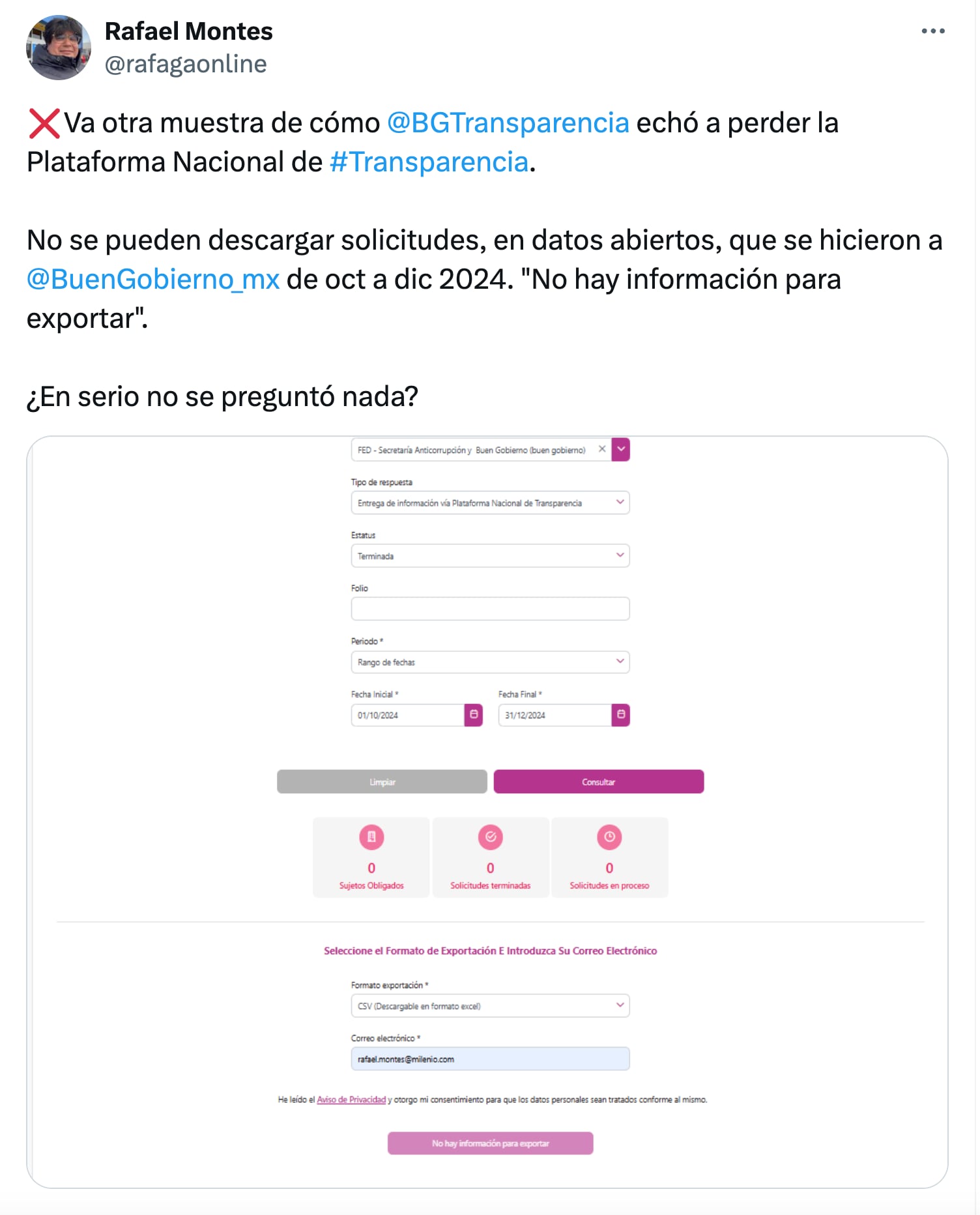 Transparencia para el Pueblo presenta problemas