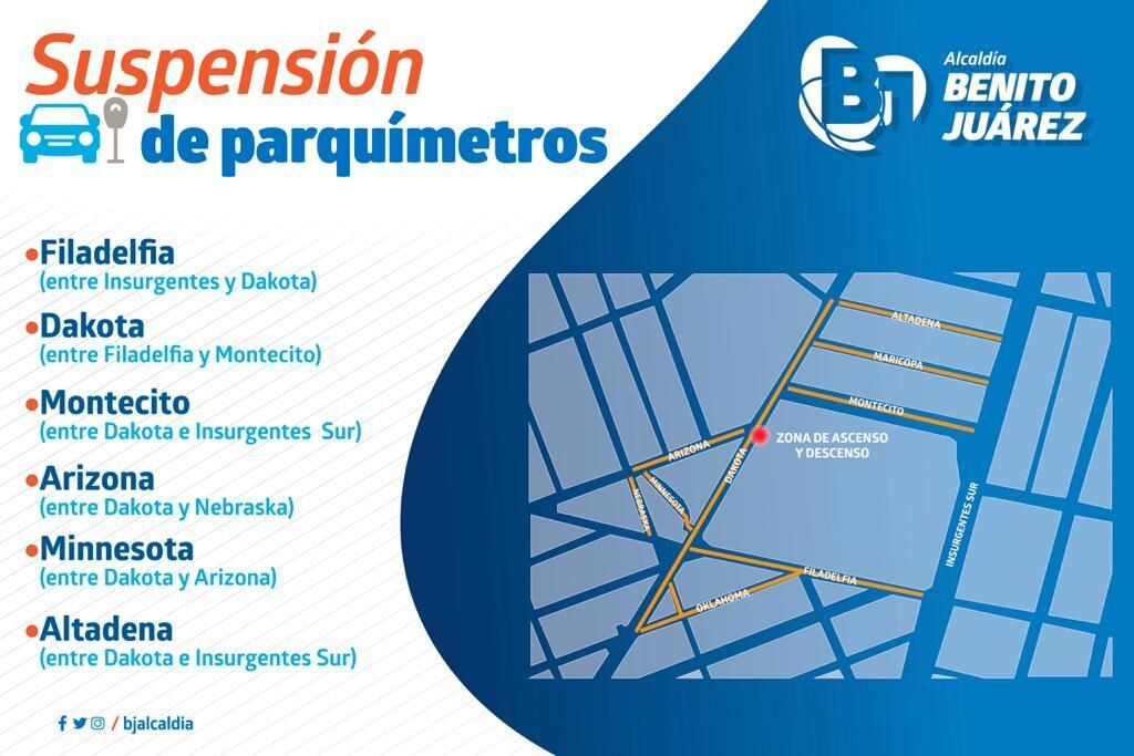 Suspenden parquímetros en BJ