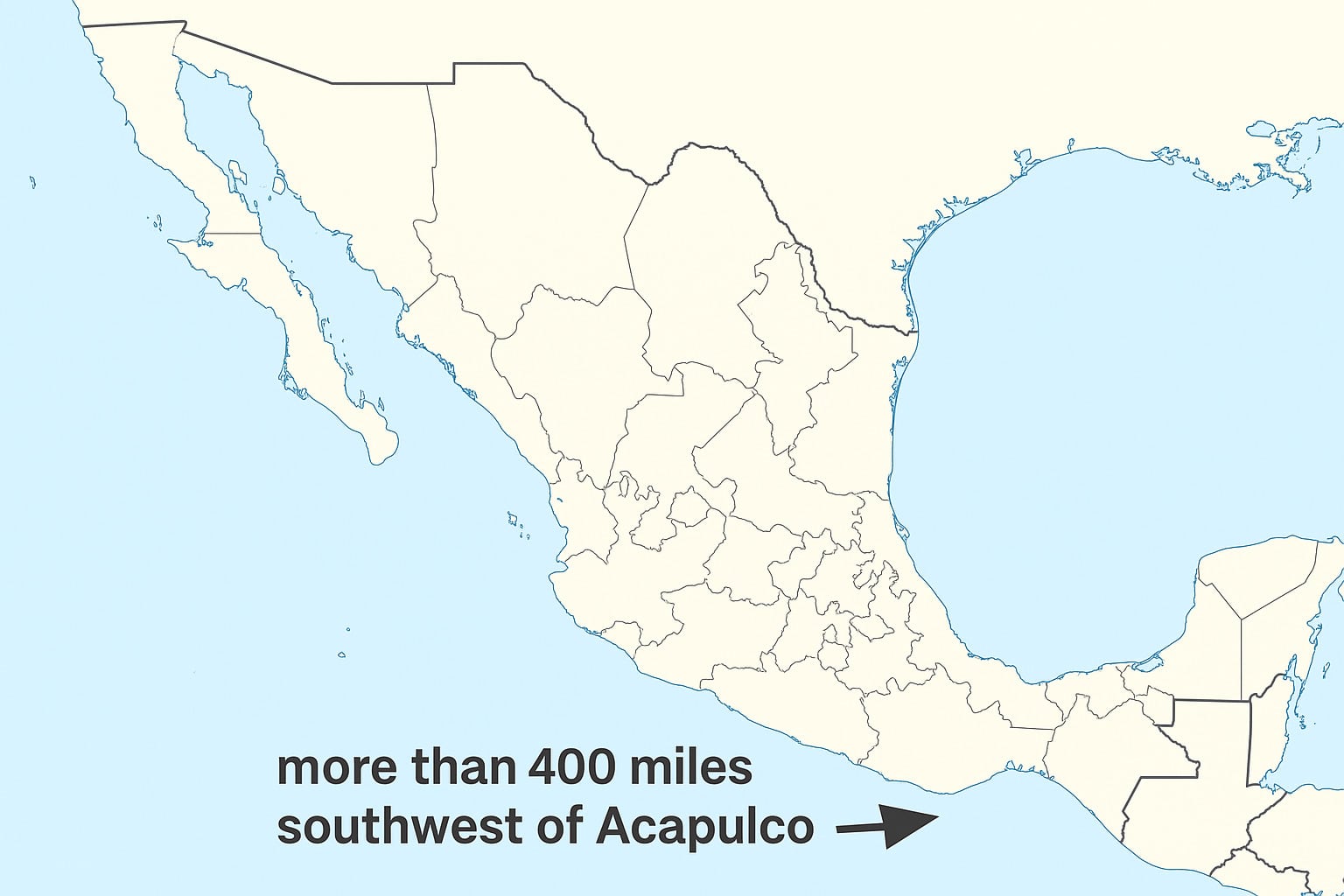 Dónde ocurrió el ataque a más de 400 millas al suroeste de Acapulco