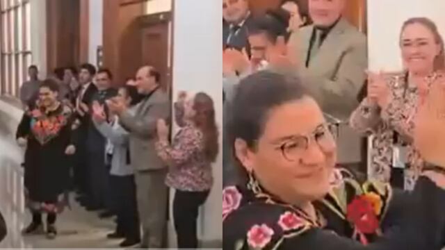 Ministra Lenia Batres presume pasillo de honor y aplausos tras triunfo de la reforma al Poder Judicial