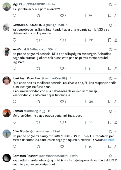 Usuarios de Telcel se quejan de fallas en el servicio