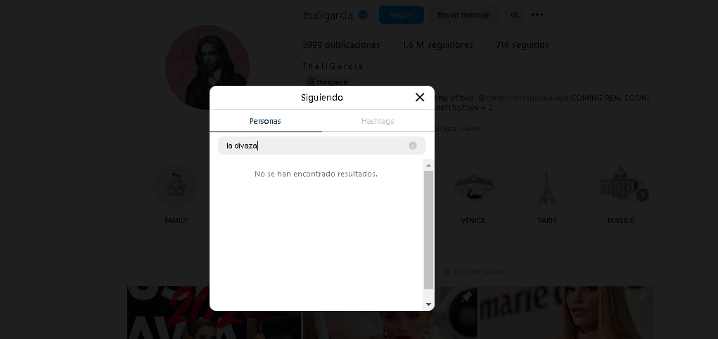 Thali García dejó de seguir a La Divaza en Instagram.
