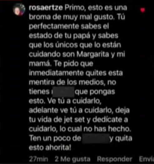 Rosa Ertze, sobrina de Andrés García, arremete contra Leonardo García.