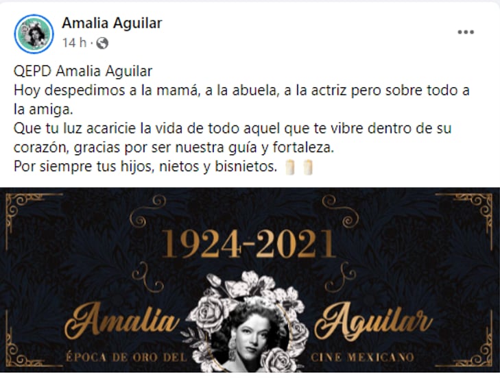 Amalia Aguilar, comunicado