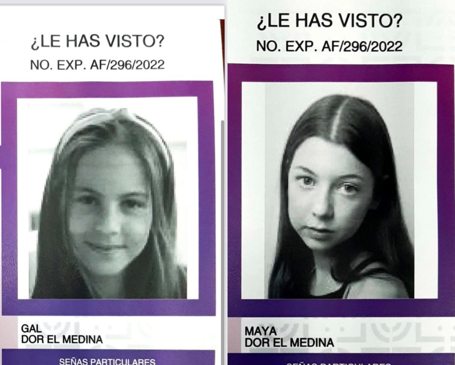 Fichas de búsqueda de Gal y Maya, sobrinas de Nicolás Celis
