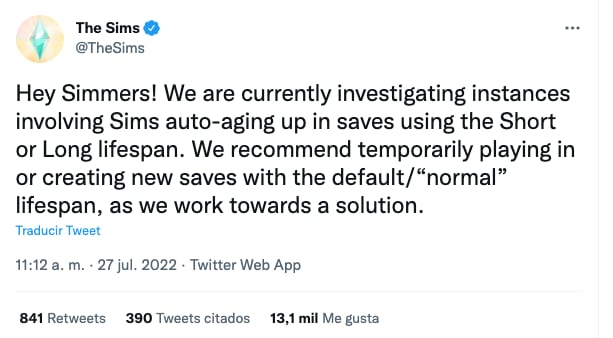Cuenta de Sims responde