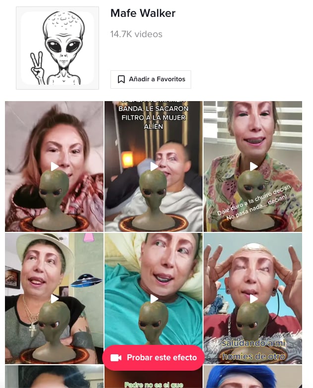 Filtro de Mafe Walker en TikTok