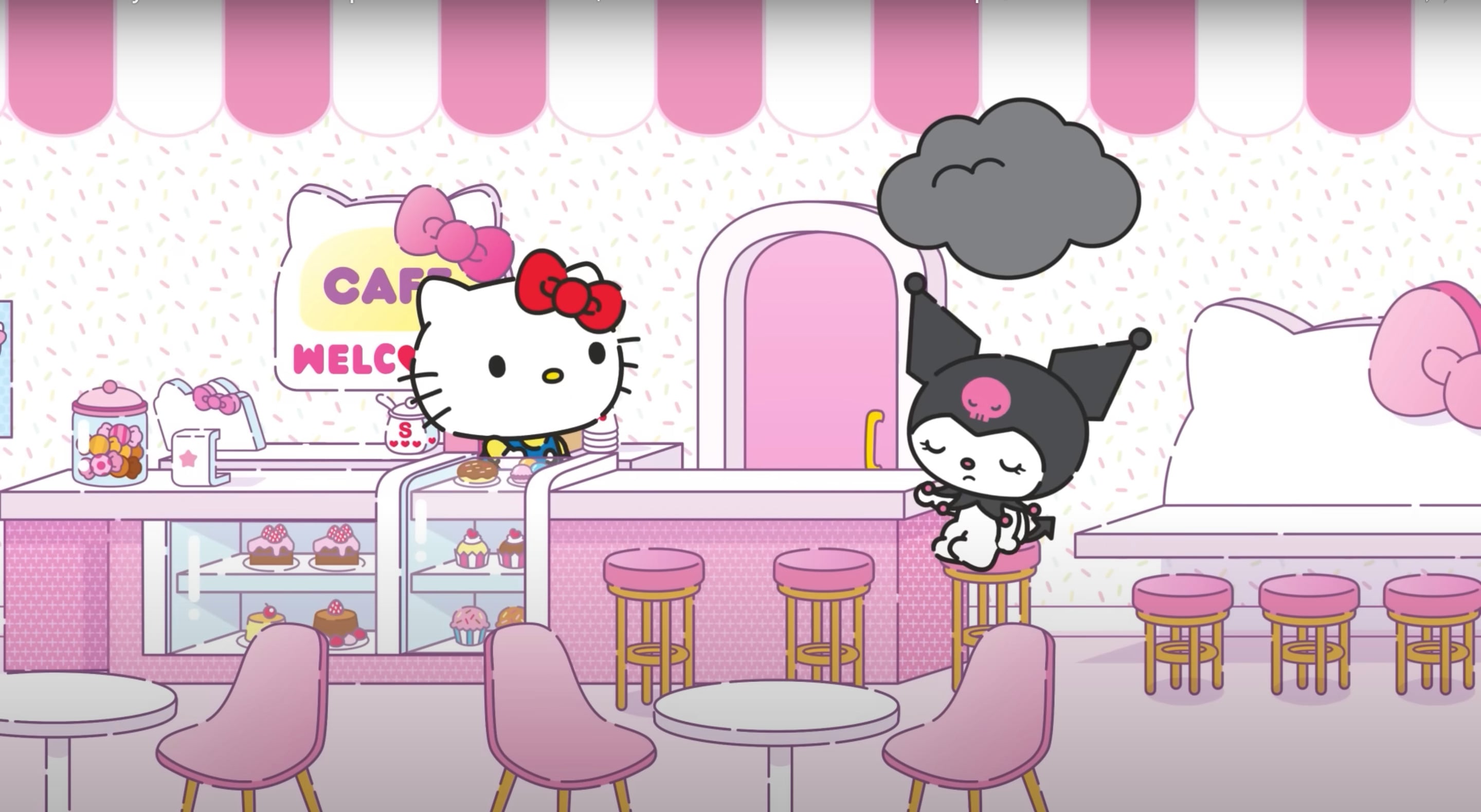El capítulo completo en donde Kuromi tiene un mal día está en YouTube