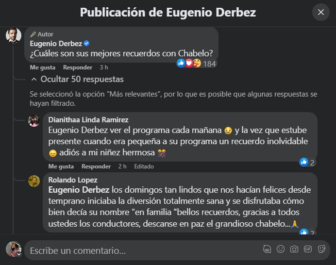 Eugenio Derbez rinde homenaje a Xavier López “Chabelo”