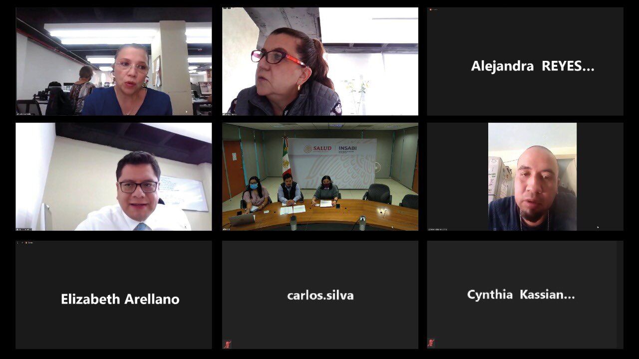 reunión virtual de los padres de los niños con cáncer y el Insabi/ Insabi