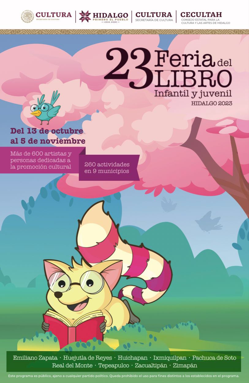 En la Feria del Libro Infantil y Juvenil Hidalgo 2023 participarán más de 40 editoriales