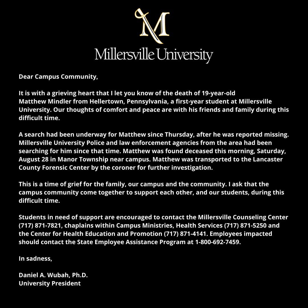 Comunicado sobre la muerte de Matthew Mindler