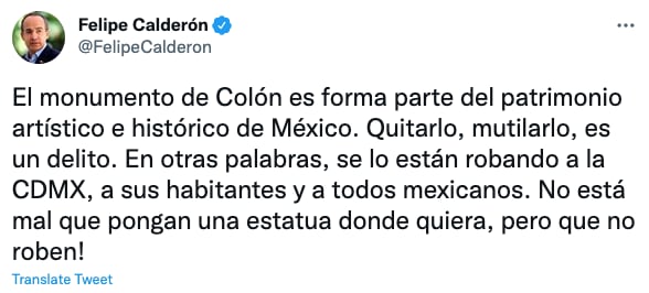 Tuit de Felipe Calderón