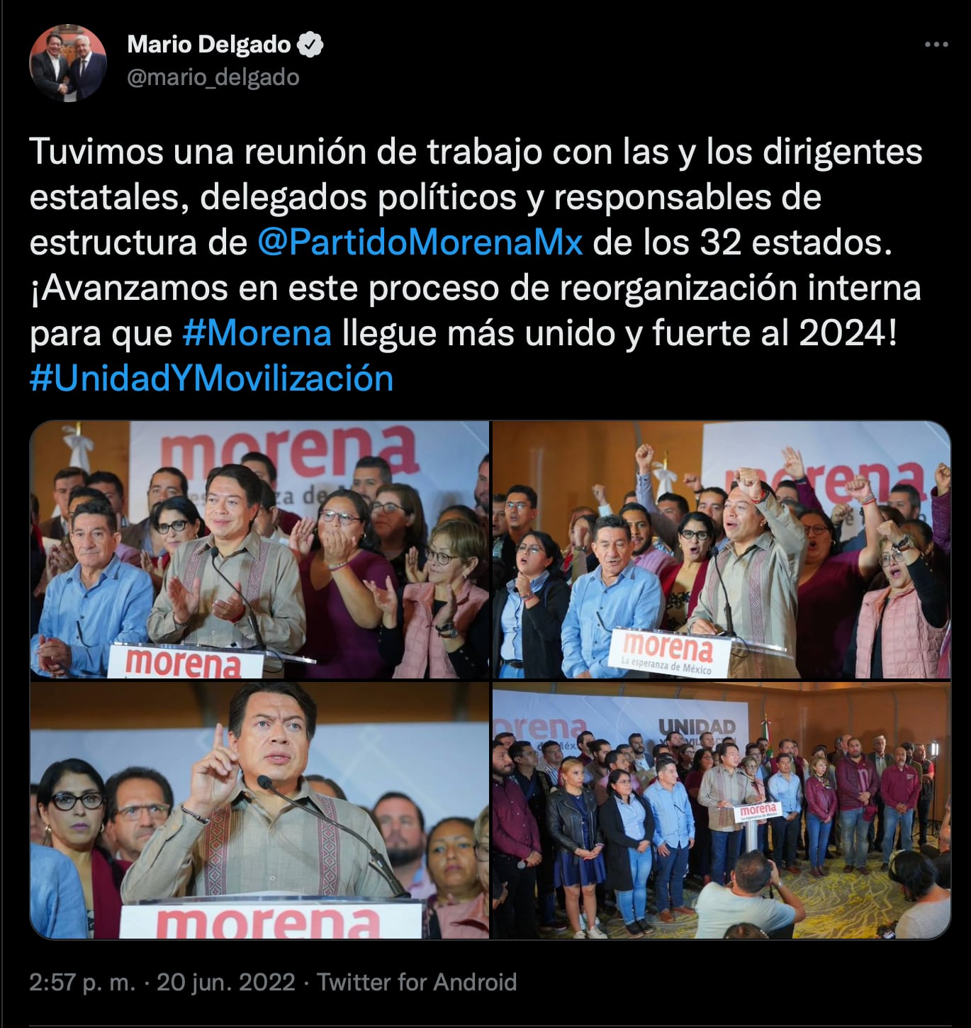 Elecciones 2024: Mario Delgado pide a “corcholatas” no dividir a Morena