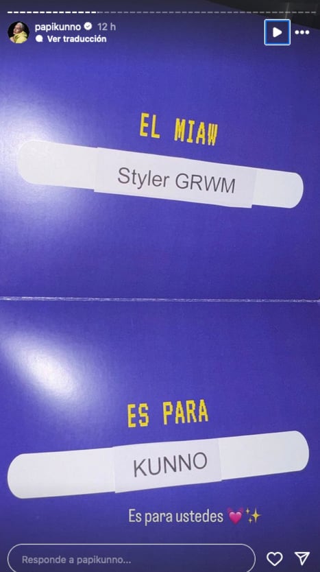 Kunno celebra su premio en los MTV Miaw 2024.