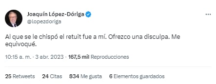 Joaquín López-Dóriga acepta equivocación con AMLO