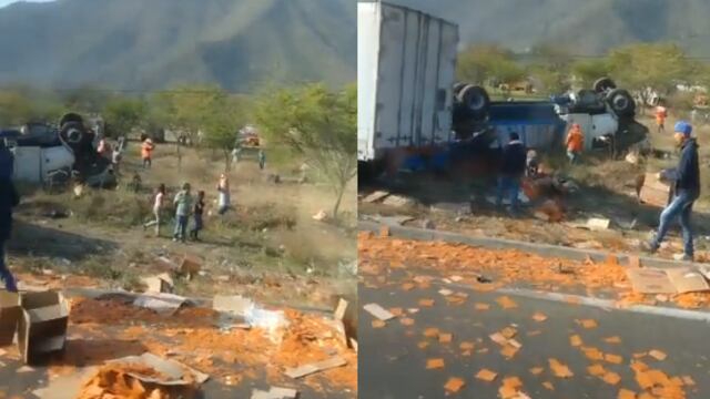 Tráiler choca en Veracruz y habitantes lo desvalijan en vez de ayudar al conductor