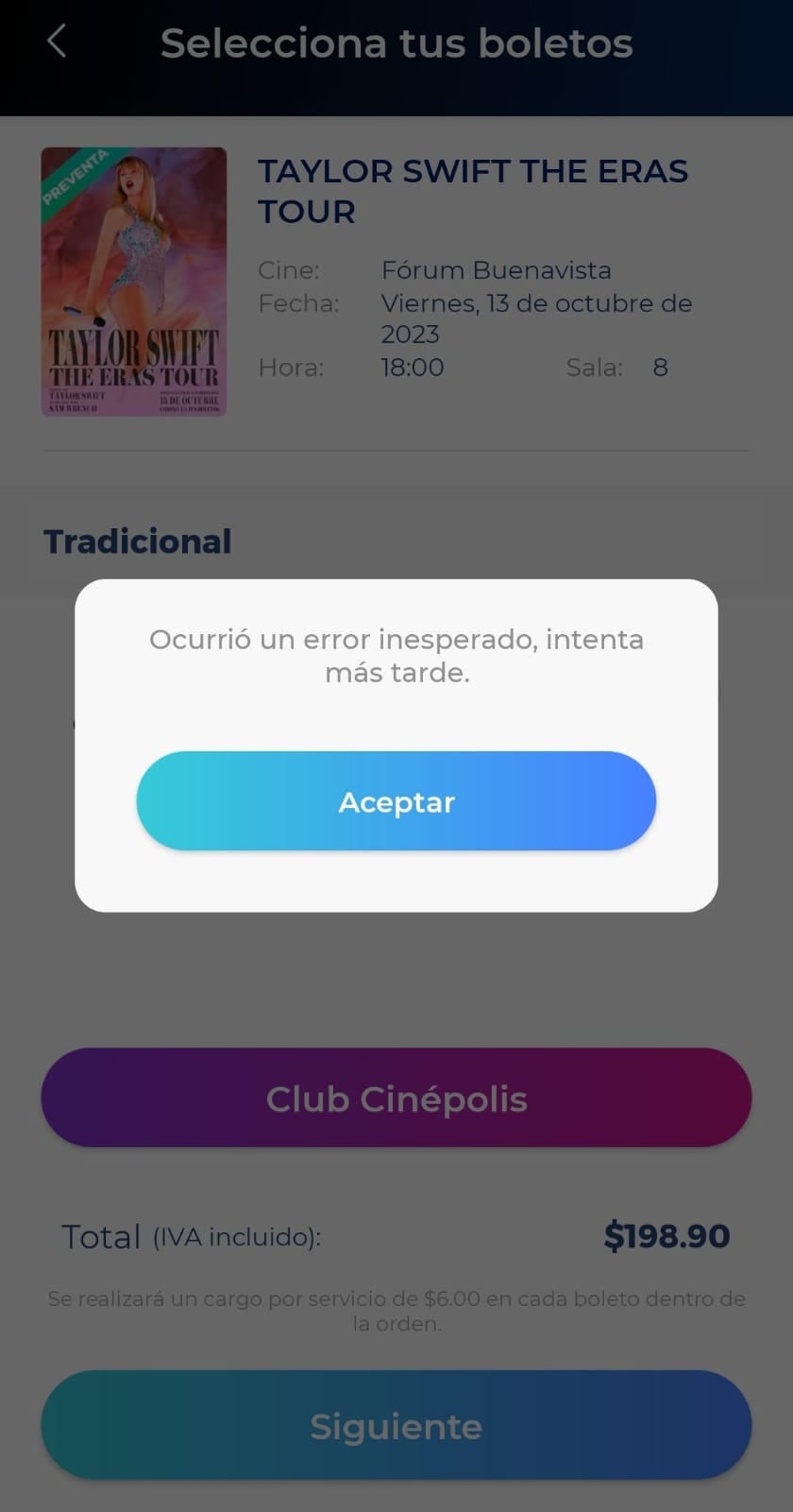 Cinépolis colapsa en la preventa de boletos de Taylor Swift para The Eras Tour Film