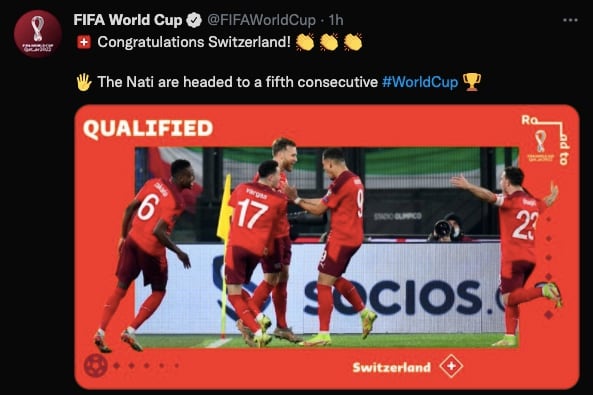 Selección de Suiza aseguró su boleto al Mundial 2022