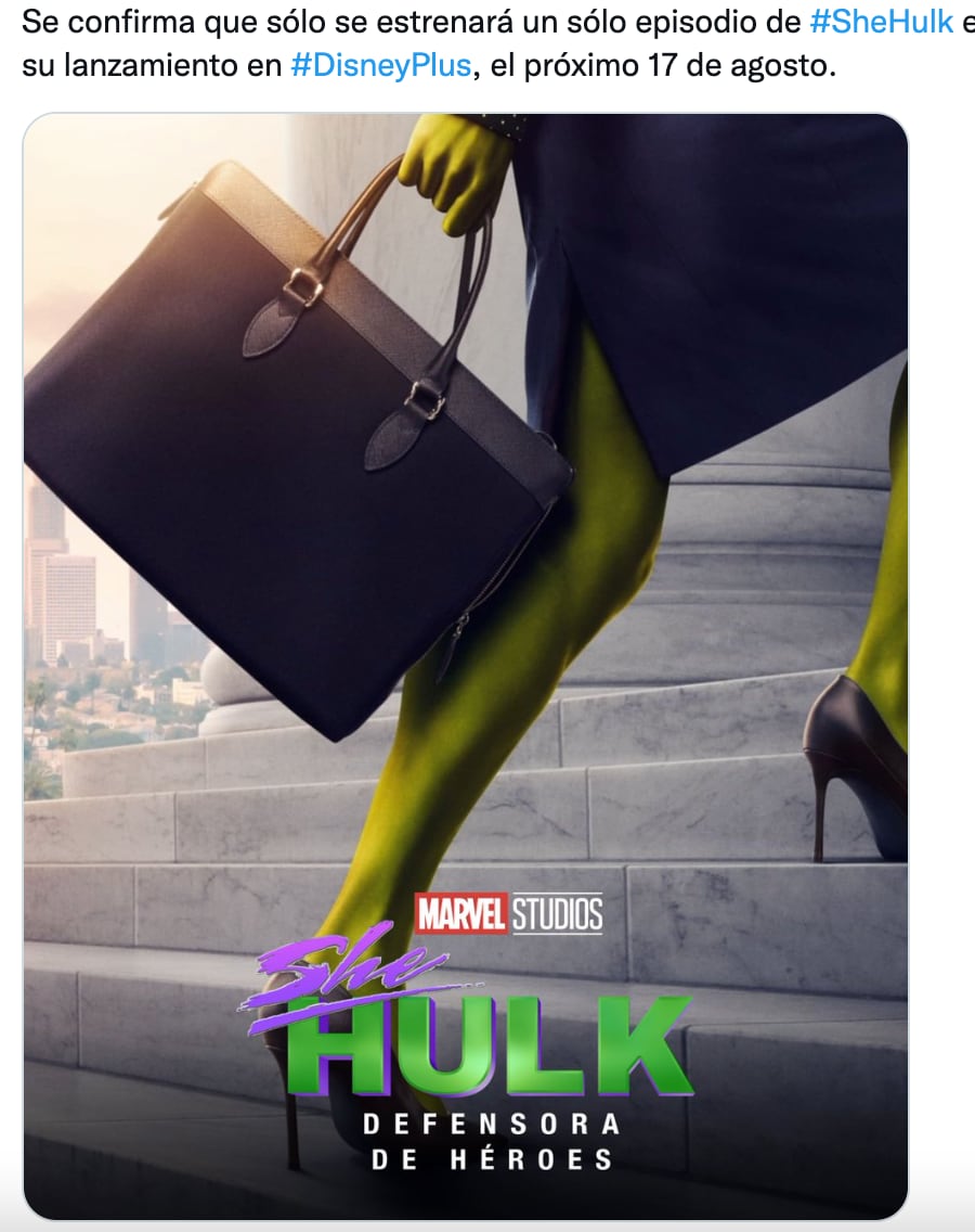 She-Hulk se estrena el 17 de agosto en Disney+
