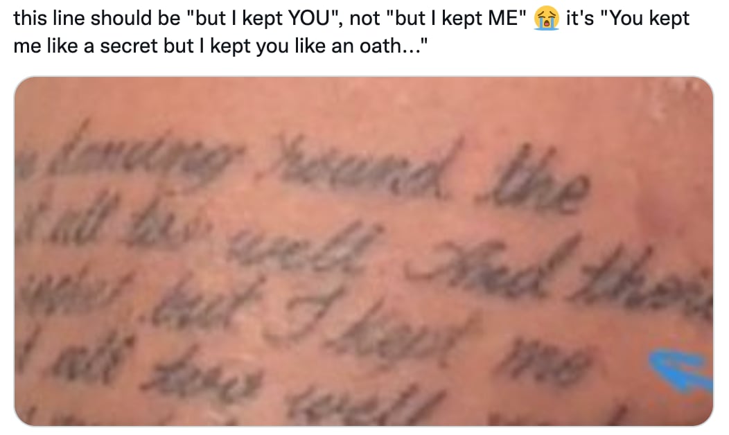 Fan de Taylor Swift se hace tatuaje de la letra de All Too Well, la versión de 10 minutos