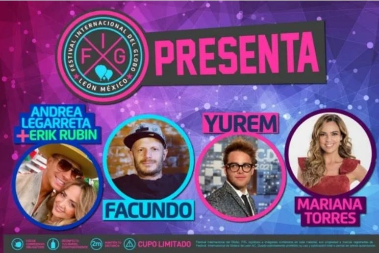 Andrea Legarreta y Erik Rubín estarán en Festival Internacional del Globo