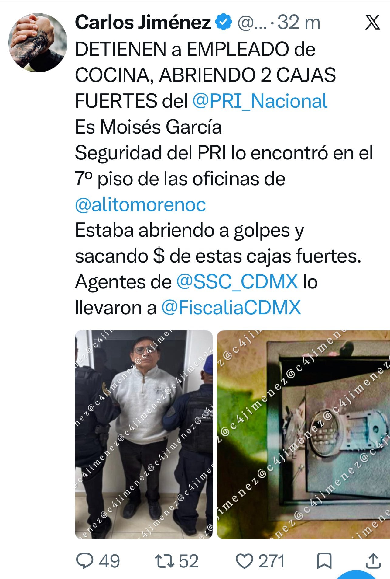 Roban botín en efectivo de la oficina de Alejandro Moreno en el PRI