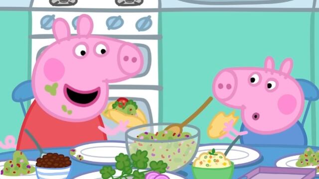 120 minutos de Peppa Pig y George preparando tacos