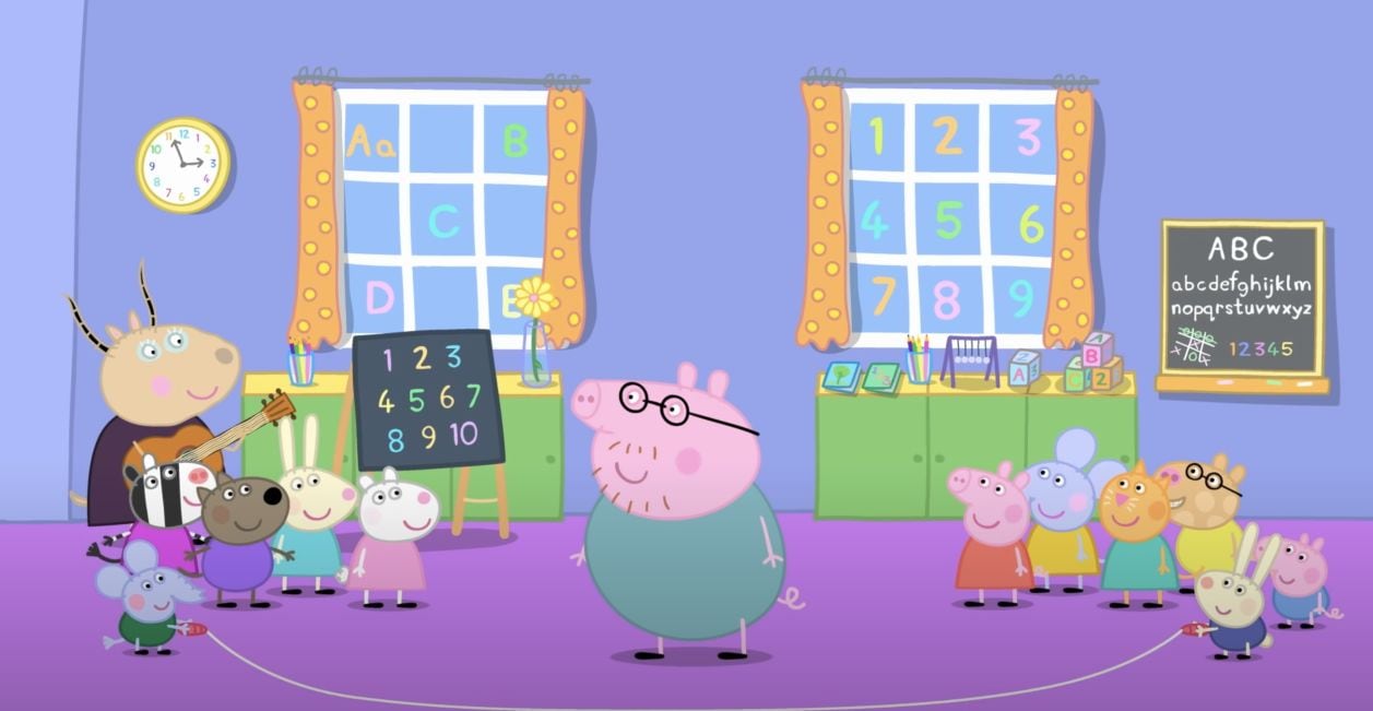 George va a la escuela con Peppa Pig