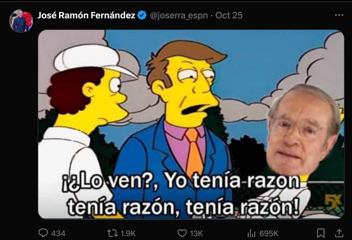 José Ramón Fernández sube meme de Emilio Azcárraga