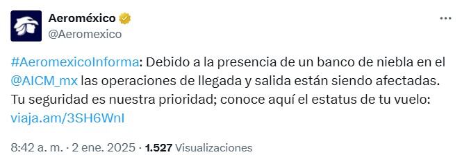 Banco de niebla en el AICM