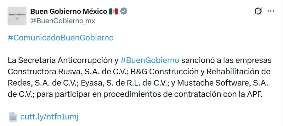 Secretaría Anticorrupción sanciona a cuatro empresas