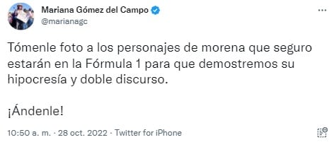 Diputada del PAN pide ‘cazar’ a integrantes de Morena que vayan al Gran Premio de México