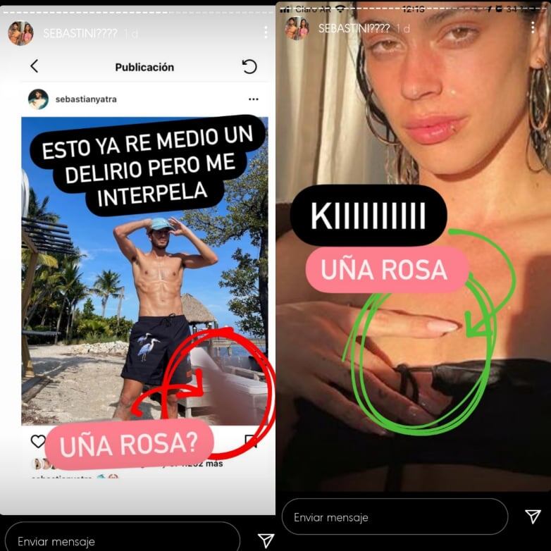 Evidencias de Sebastián Yatra y Tini Stoessel.