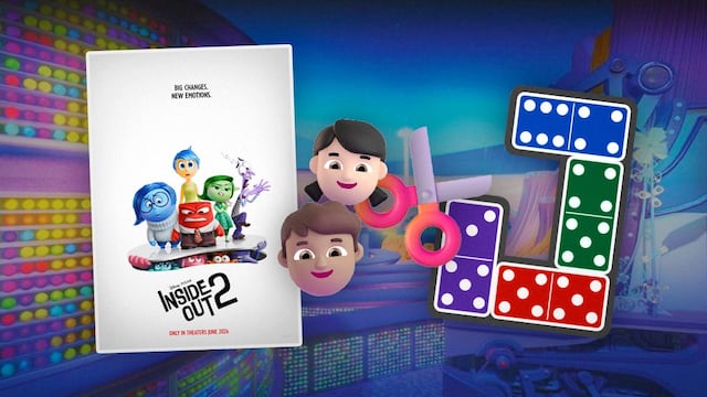 Actividades de Intensamente 2: Dominó para imprimir con todos los personajes