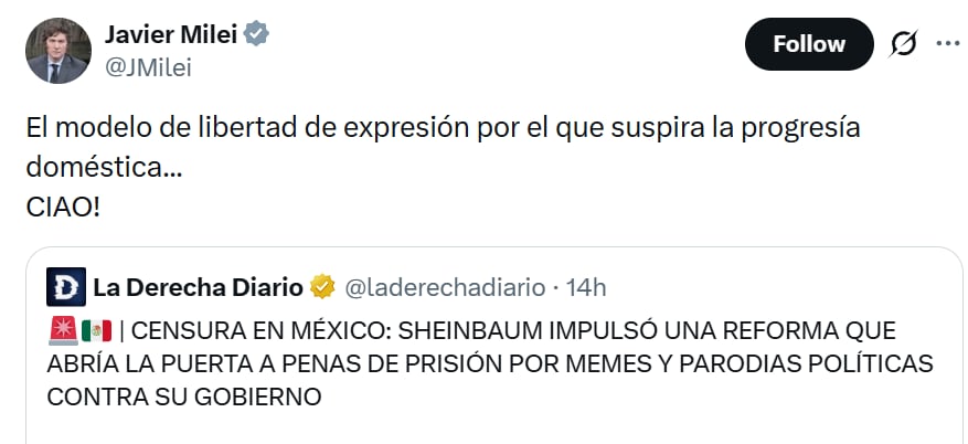 Mensaje en X