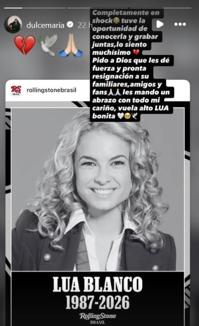 Dulce María se despide de Lua Blanco, la actriz de Roberta en Rebelde