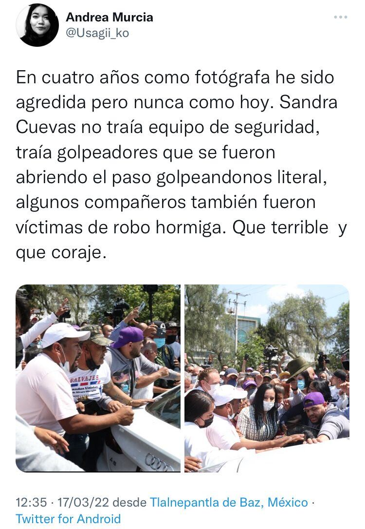 Denuncia de la fotógrafa Andrea Murcia