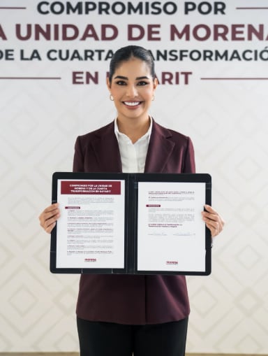 Geraldine Ponce firma compromiso de unidad en Nayarit