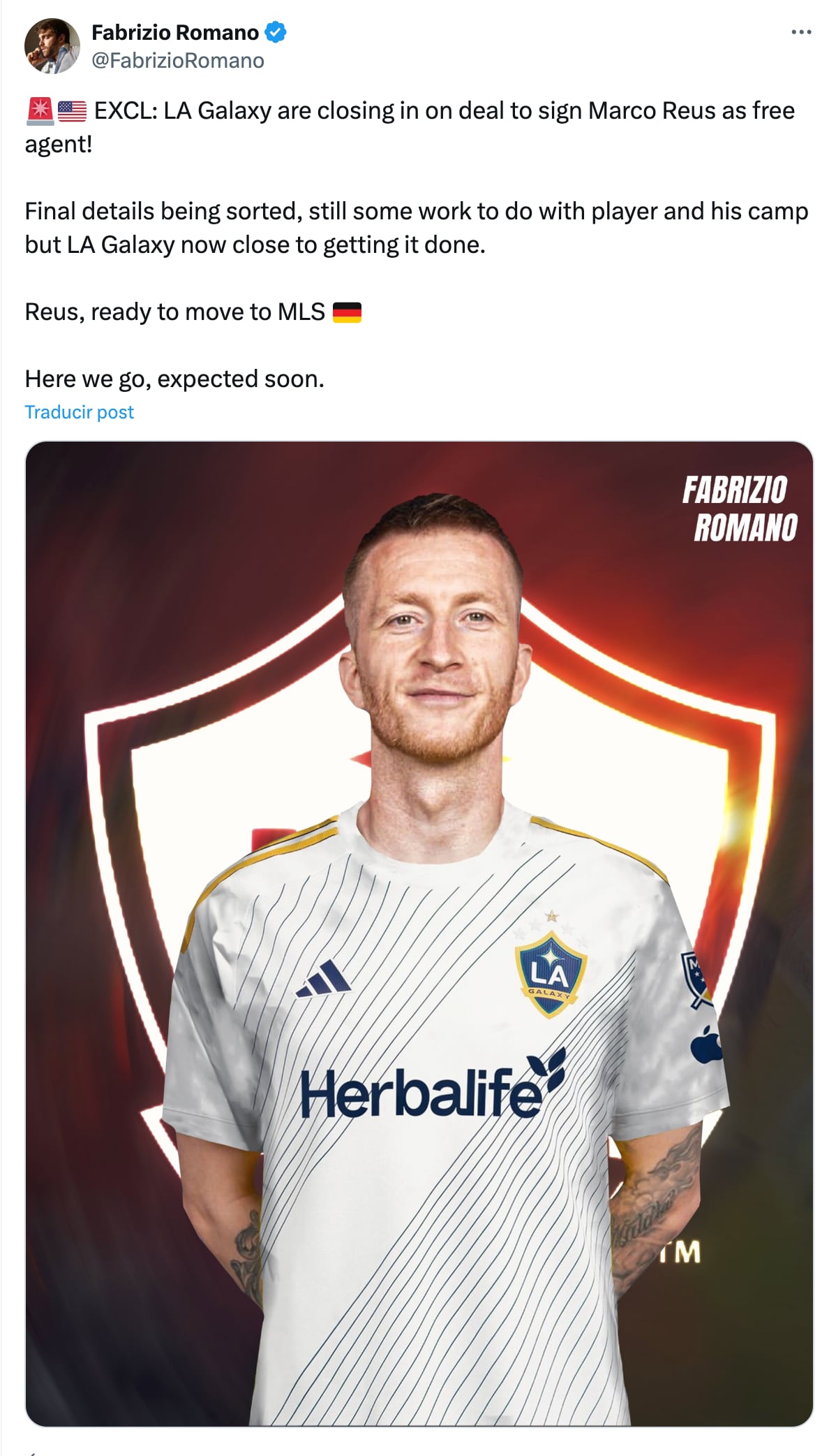 Marco Reus cerca de llegar a LA Galaxy de la MLS.