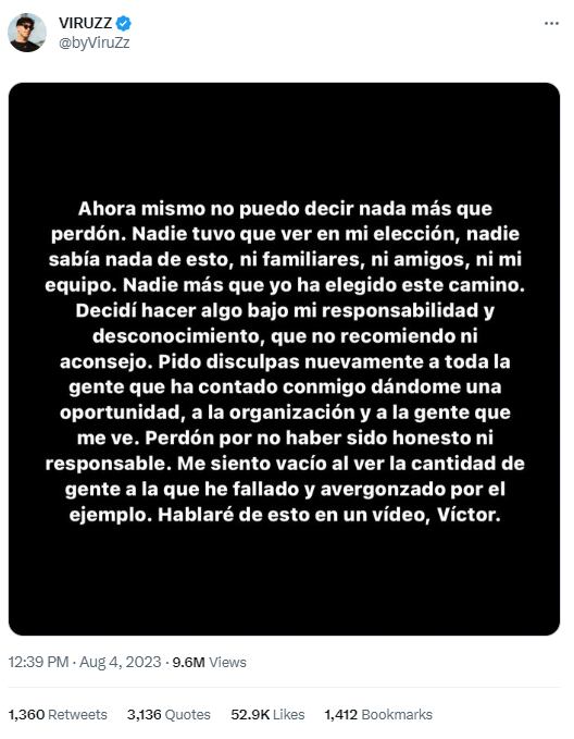 Disculpa de Viruzz por usar esteroides en su pelea con DK Money