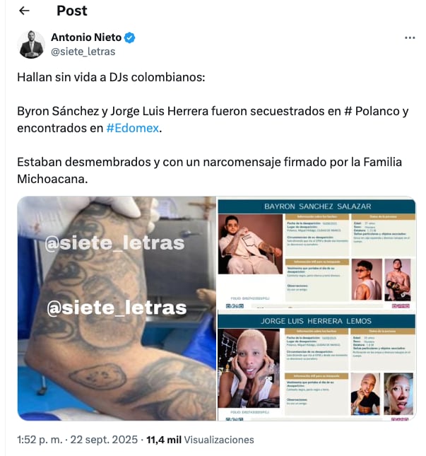 Encuentran muertos a B-King y Regio Clown, DJs colombianos desaparecidos en CDMX