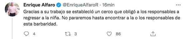 Tuit de Enrique Alfaro