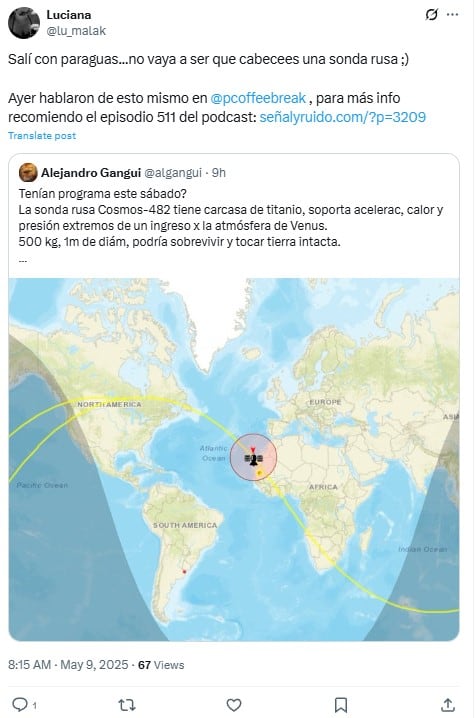 Memes por la caída de la Sonda Kosmos 482